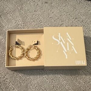 Luv AJ Twisted Gold Hoop Earrings